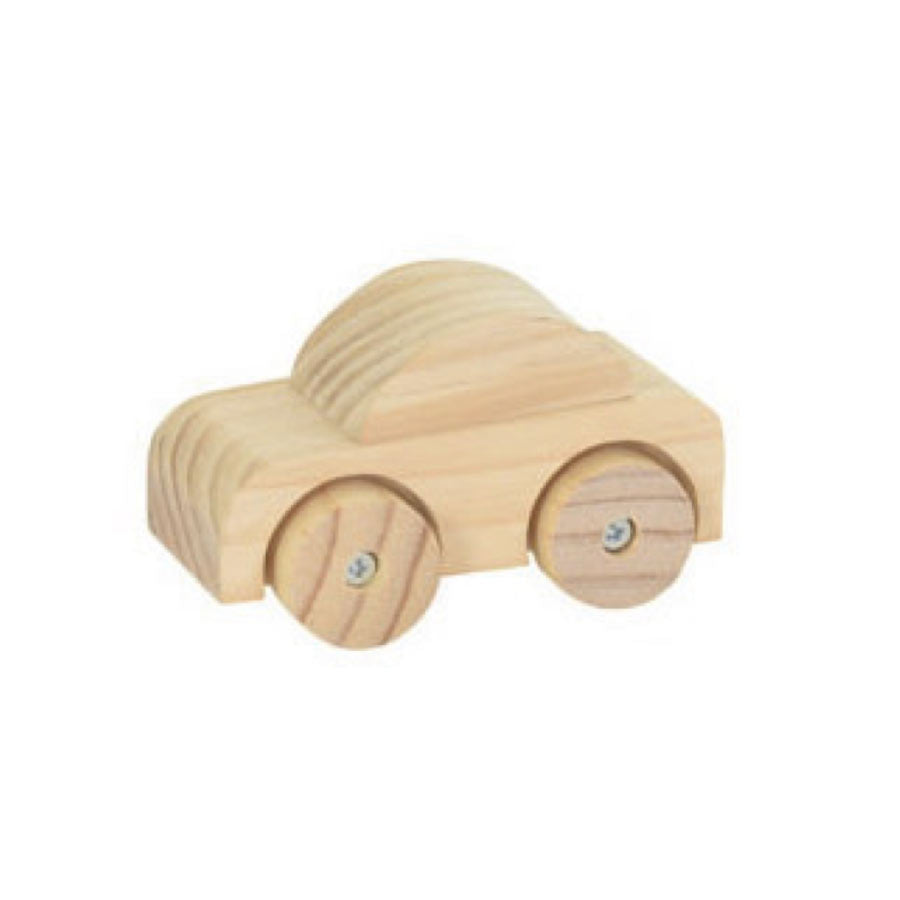 Das DIY-Auto zum selber zusammenbauen besteht aus Holz und Schrauben.