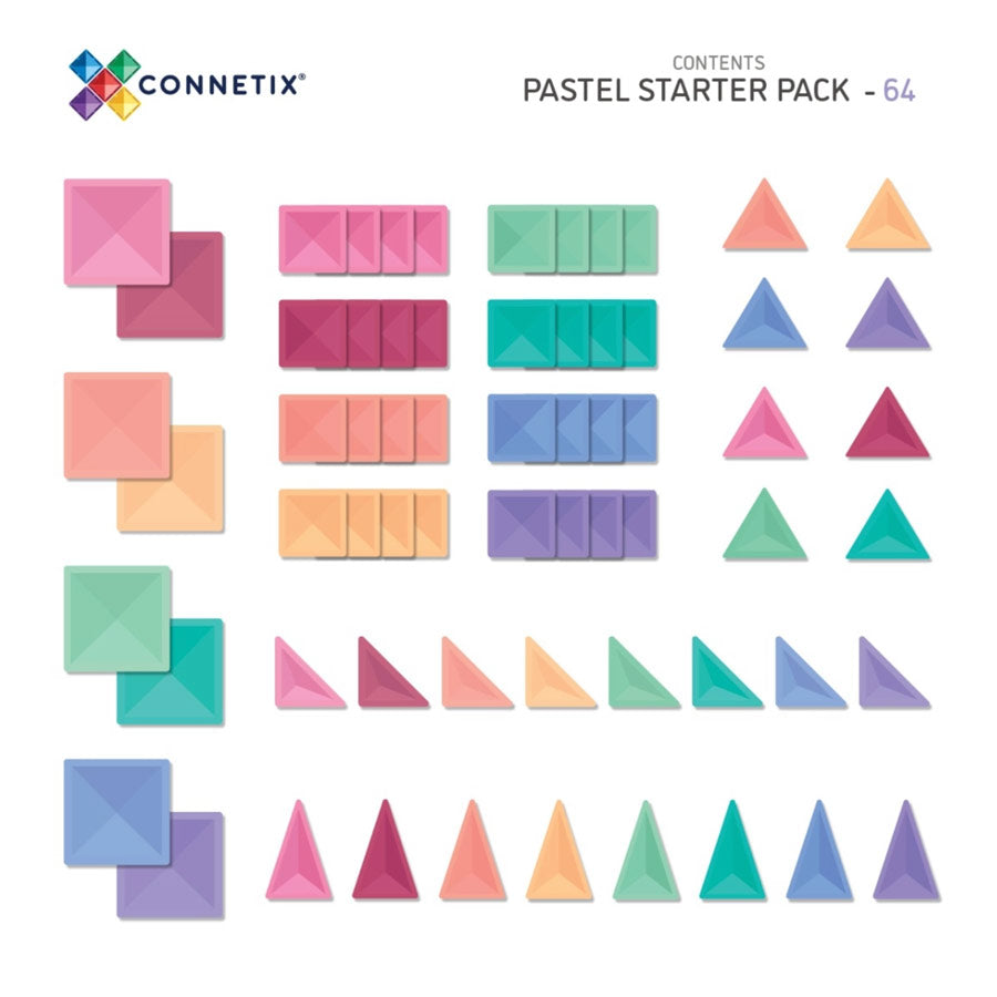 Connetix Magnetbausteine Pastel - Starter Pack - 64 Teile