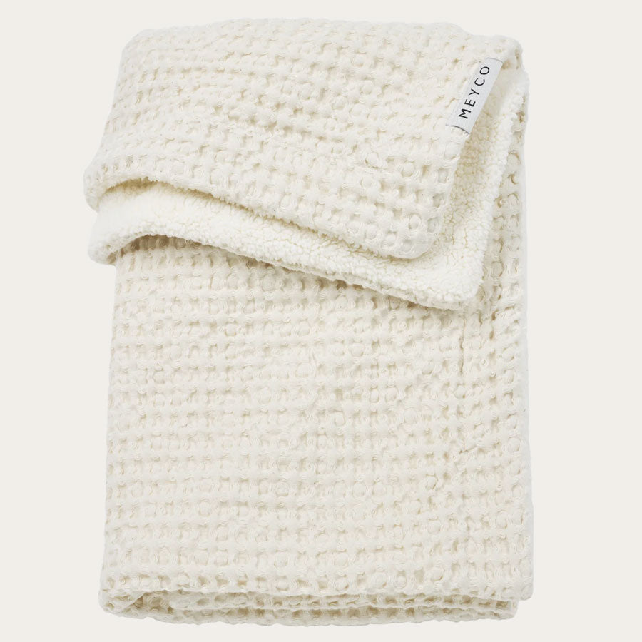 Teddy-Babydecke Waffle in offwhite