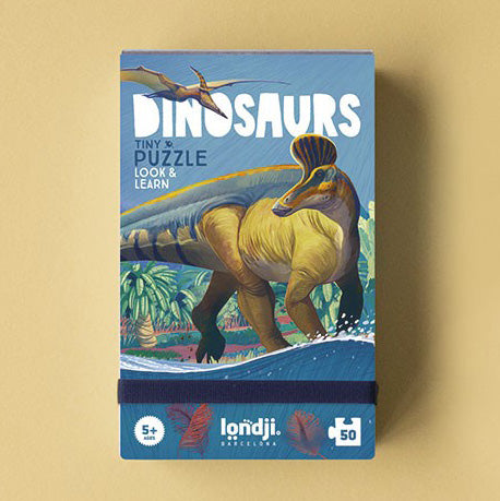 Das Tiny Puzzle ist mit dem Thema Dinosaurier und beinhaltet 50 Teile.