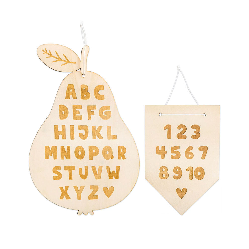 Kinderzimmerdeko - Holzschilder Alphabet + Zahlen