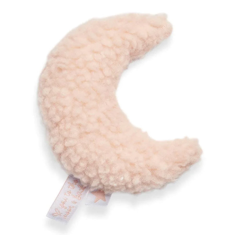 Die Babyrassel Mond von Jollein kommt in einem zarten rose