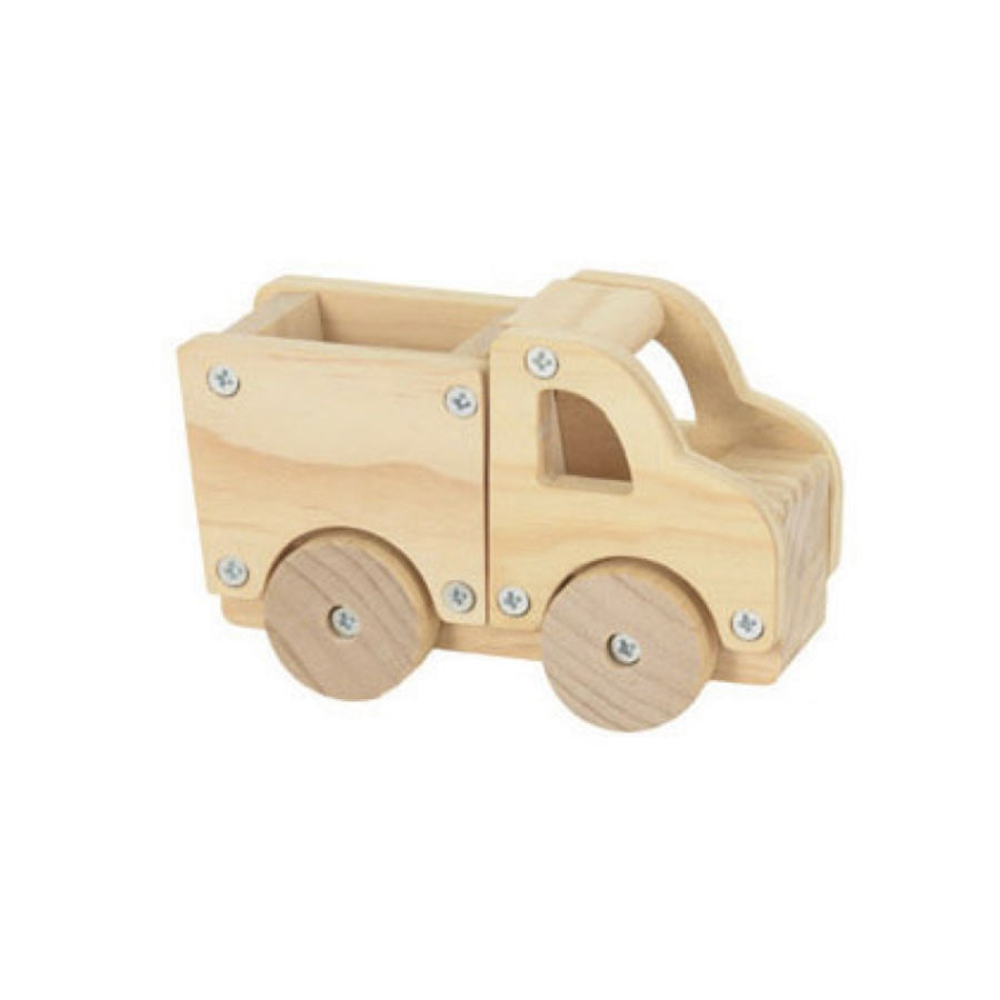 Der DIY-LKW besteht aus Holz und kann sogar auf der Ladefläche beladen werden