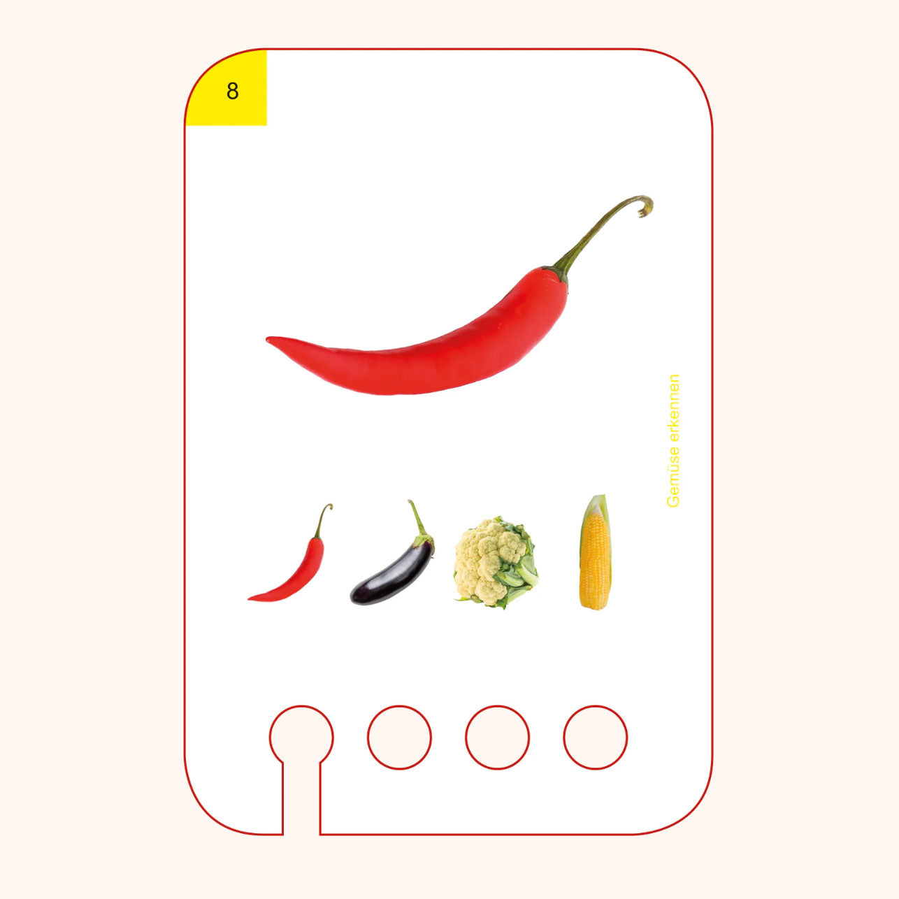 Lochkarte Gemüs erkennen - finde die Chili und ordne sie zu