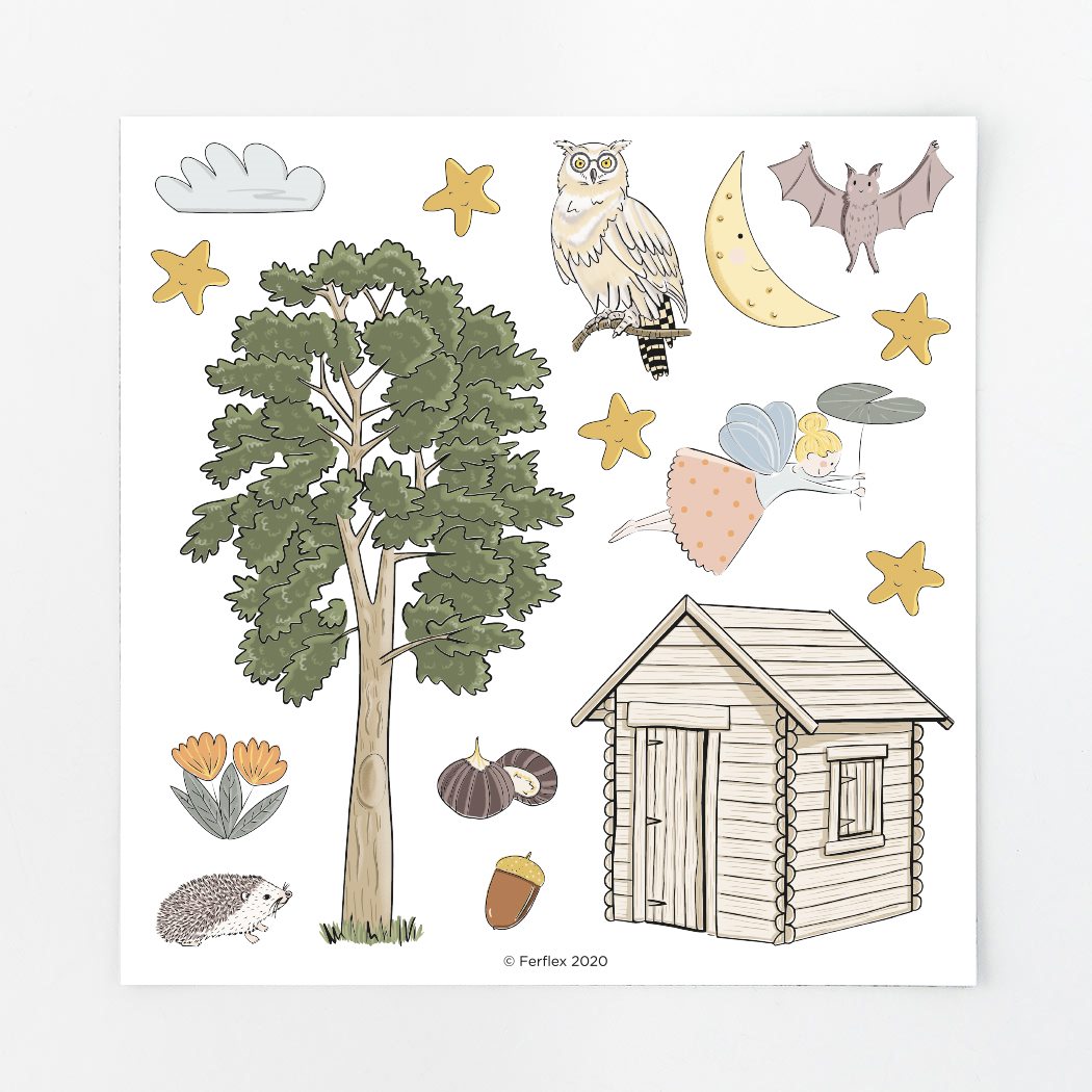 Wald Ferflex Magnete mit Motiven wie Eule, Sterne und Waldhäuschen