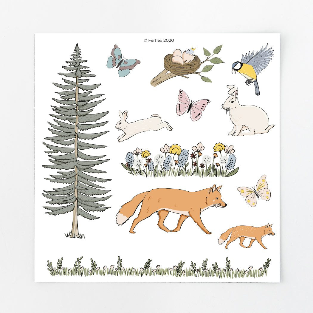 Wald Ferflex Magnete mit Motiven wie Fuchs, Hase und Vogel