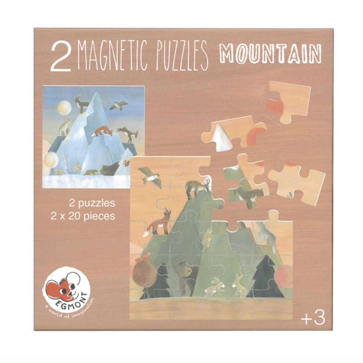 Magnetpuzzle Buch mit den "Berg-Motiven" mit jeweils 20 Teilen