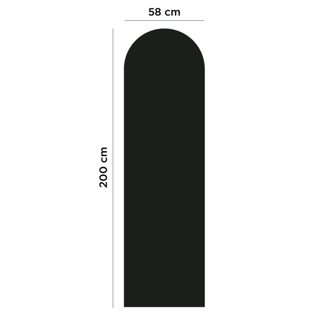 Die Magnettapete ist 200 cm hoch und 58 cm breit, sie hat oben eine Bogenform.