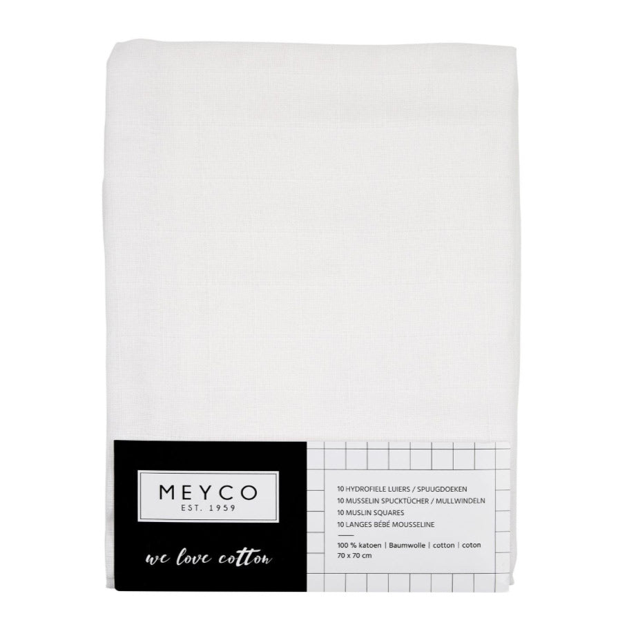Musselin Mullwindeln 10er-Pack - Uni-Weiß - 70x70