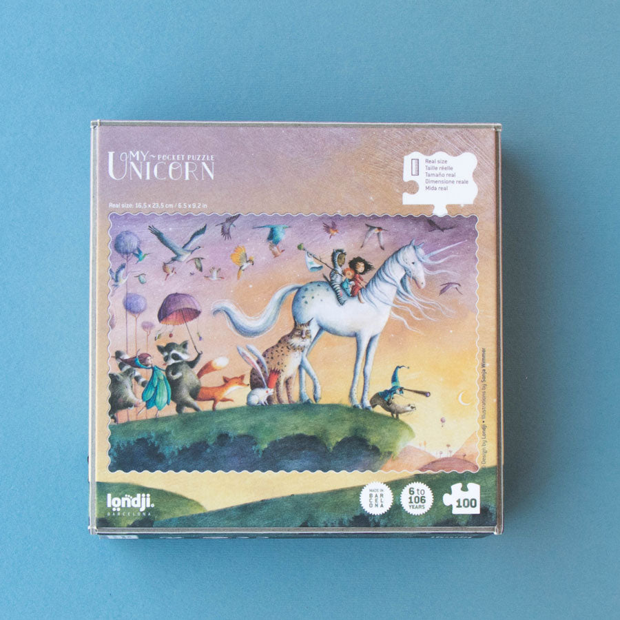 Auf der Rückseite der Verpackung sieht man das Motiv des Pocket Puzzles.