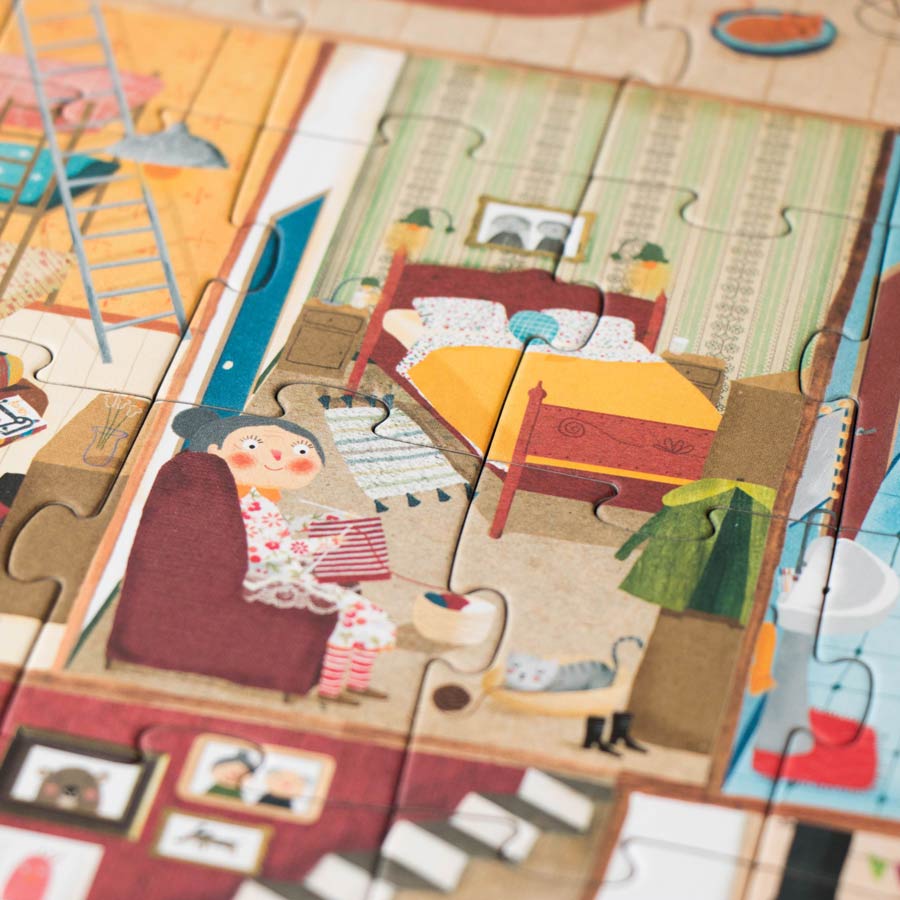 Das Puzzle ist aus robusten Karton für langen Spielspaß. Zudem hat das Puzzle wunderschöne Illustrationen.
