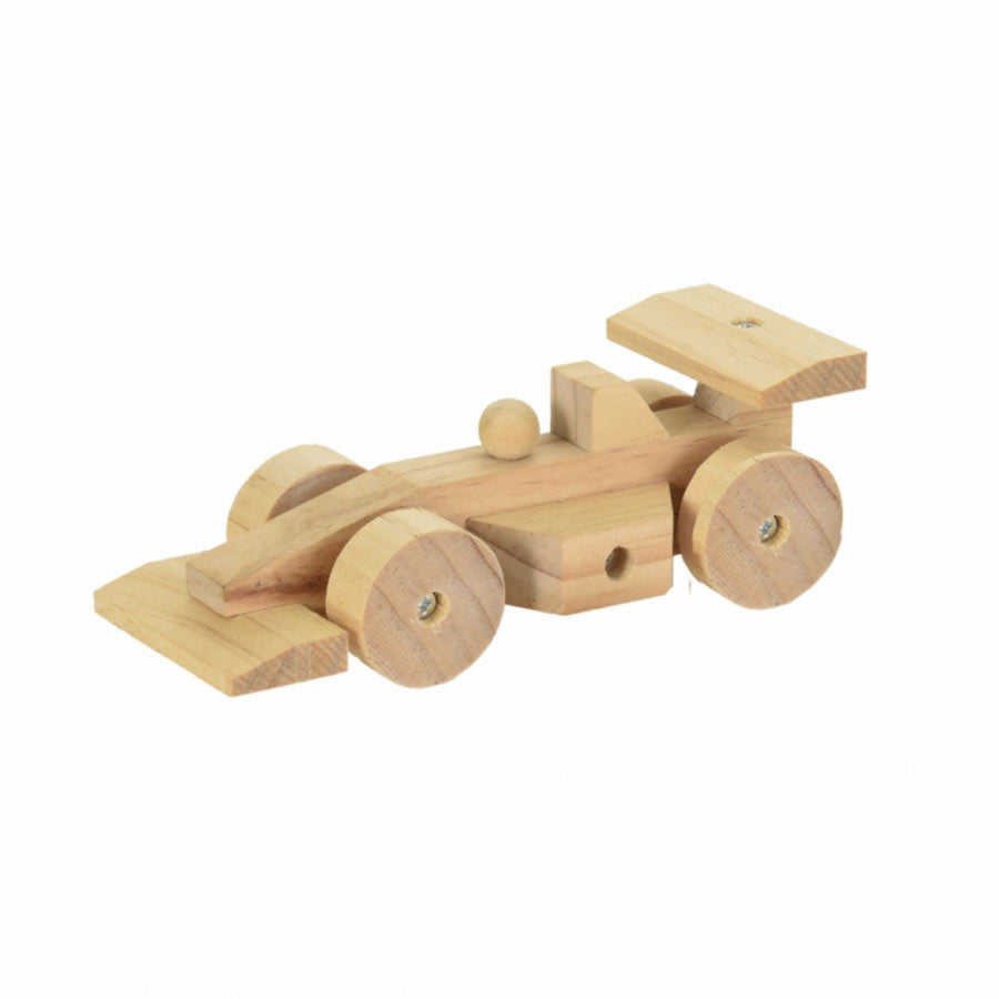 Das DIY-Rennauto besteht aus Holz und ist perfekt für Kinder zum Spielen.