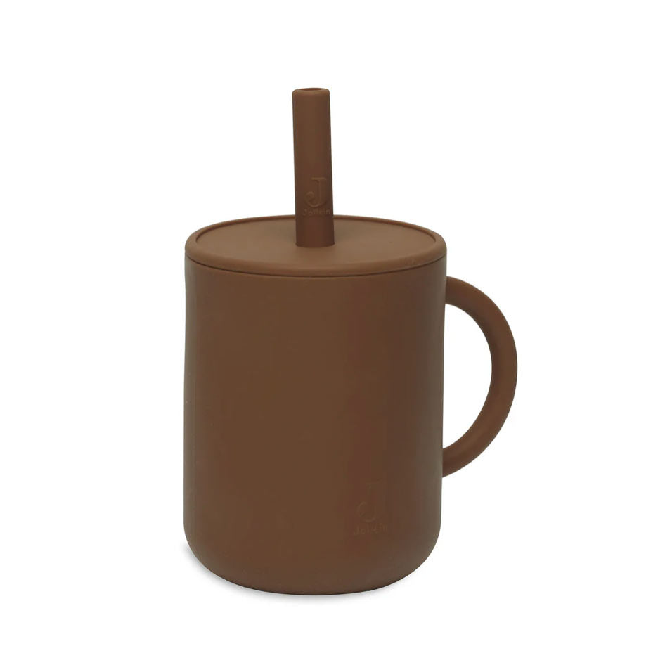 Trinkbecher aus Silikon mit Strohhalm
