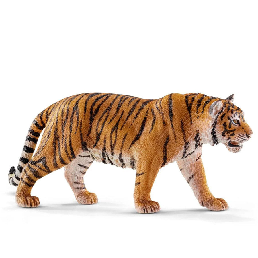 Schleich-Figur Tiger in einem natürlichen orange mit schwarzen Streifen und feinen Details