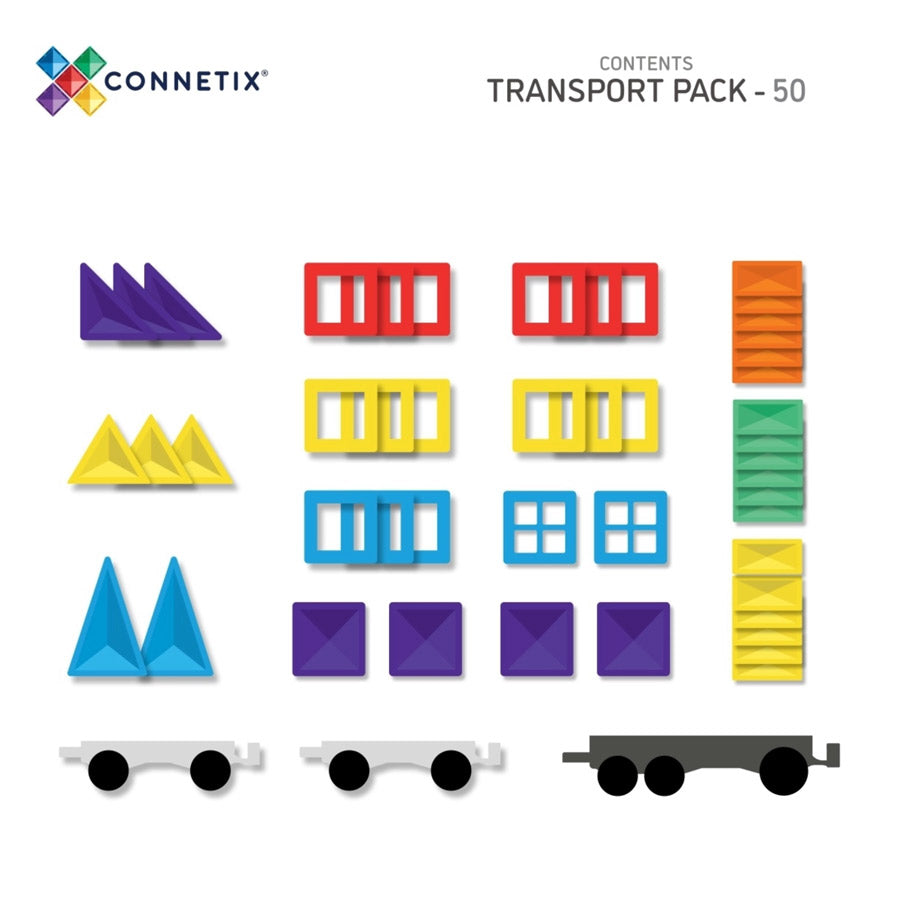 Connetix Magnetbausteine – Rainbow Transport Pack (50 Teile)