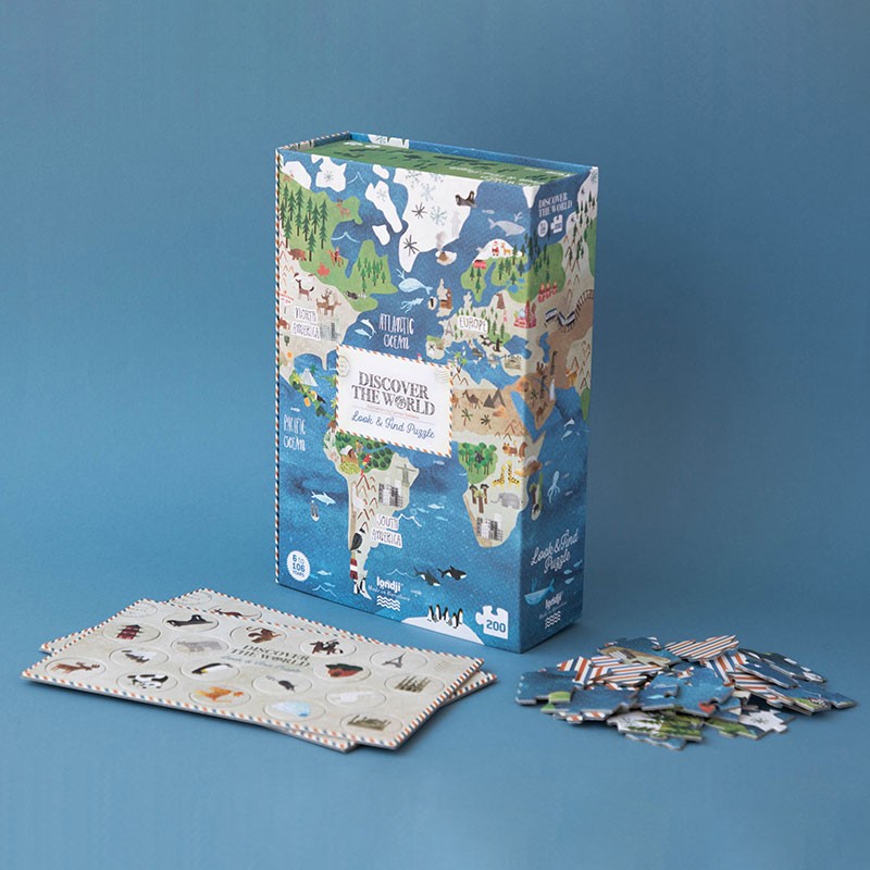 200 teiliges Puzzle mit dem Motiv "Entdecke die Welt" von Londji.