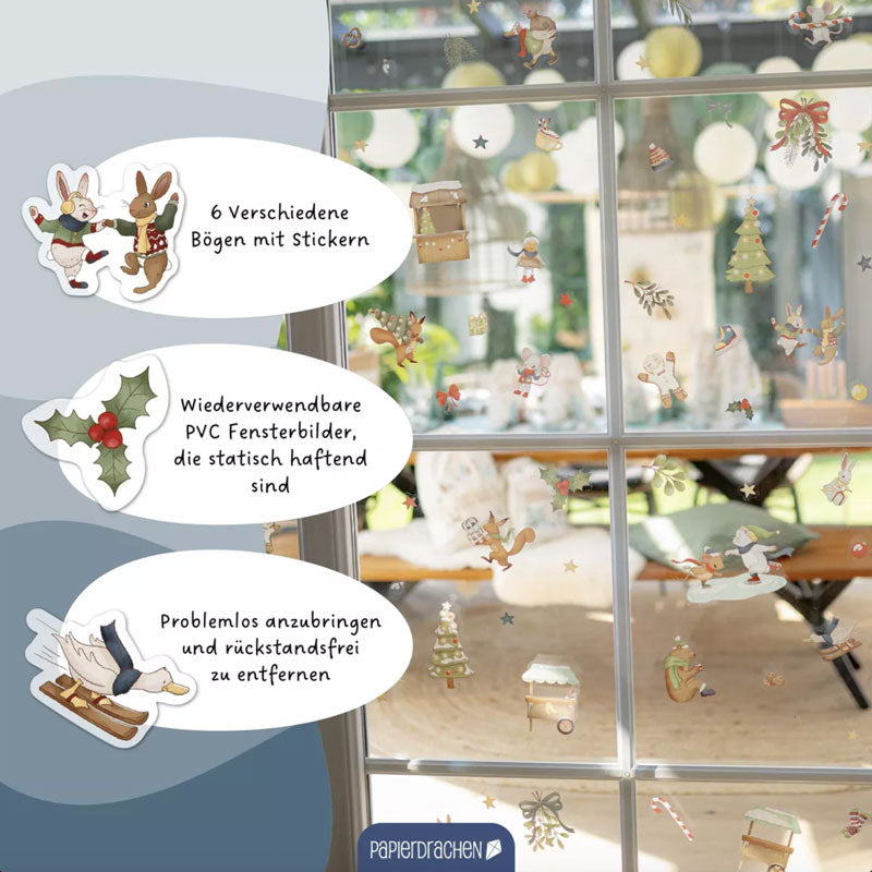 Die Fensterbilder von Papierdrachen sind wiederverwendbar, statisch haftend und problemlos zu entfernen