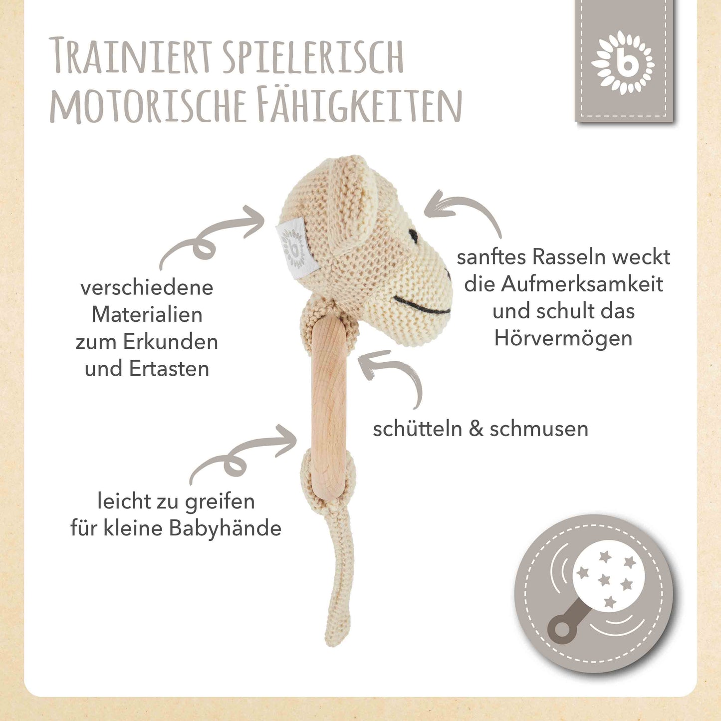 Greifspielzeug Affe mit Rassel