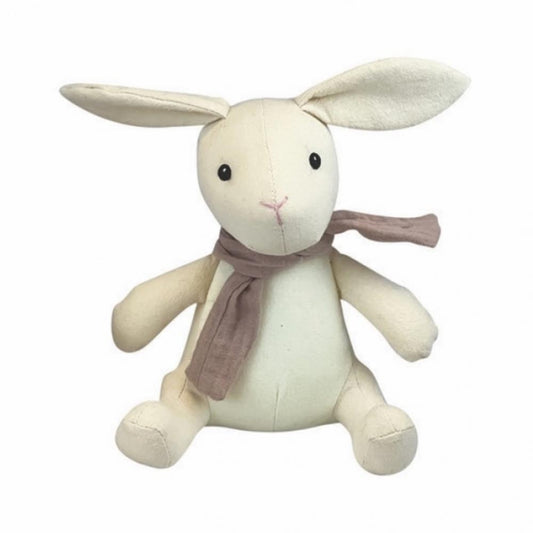 Weißer Kuscheltier Hase Sidonie von der Marke Egmont Toys kommt mit einem Schal in der Farbe altrosa