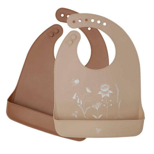 Silikon-Lätzchen mit Auffangschale | 2er-Set Vintage & Blossom