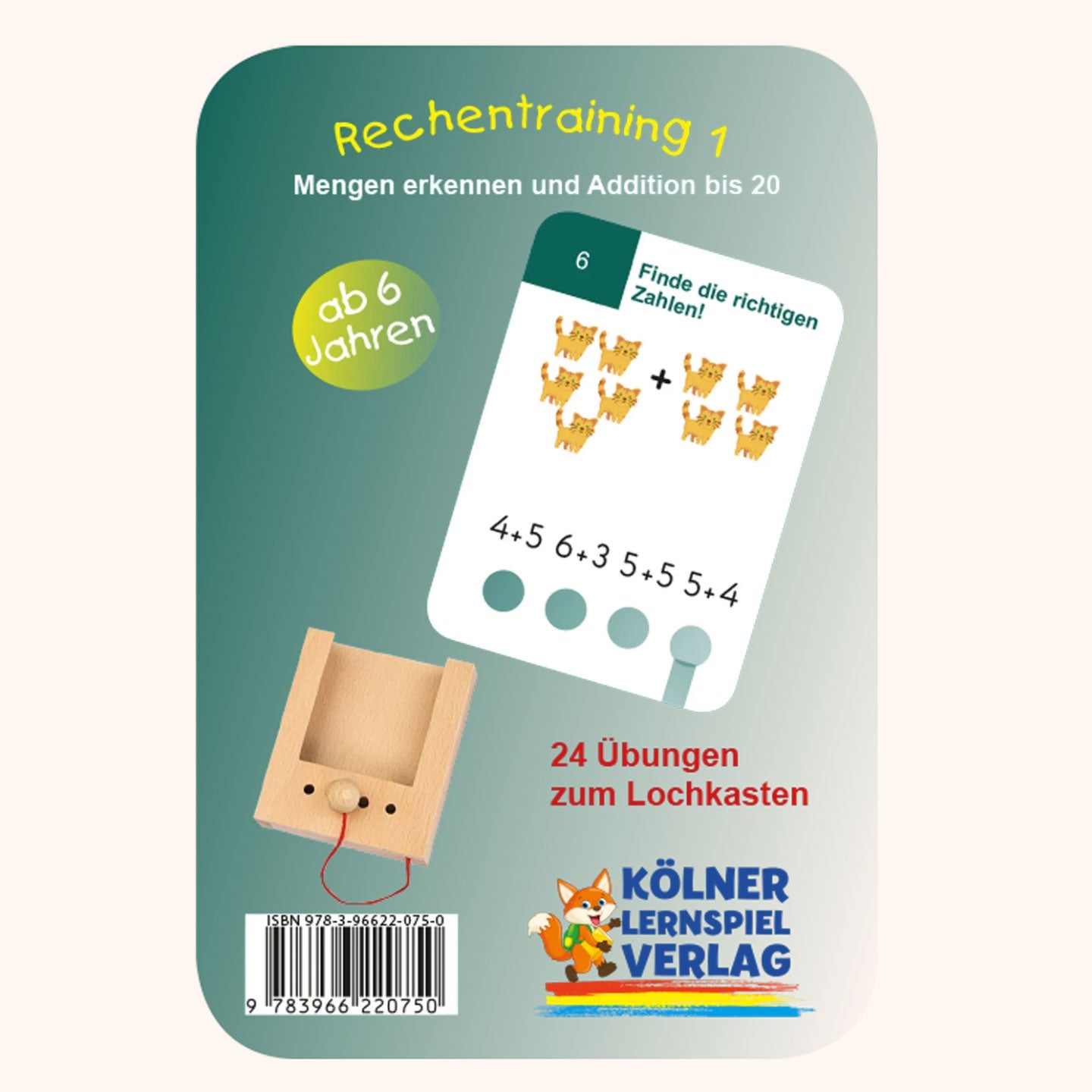 Lochkasten-Karten "Rechentraining 1" für Kindern ab 6 Jahren vom Kölner Lernspielverlag