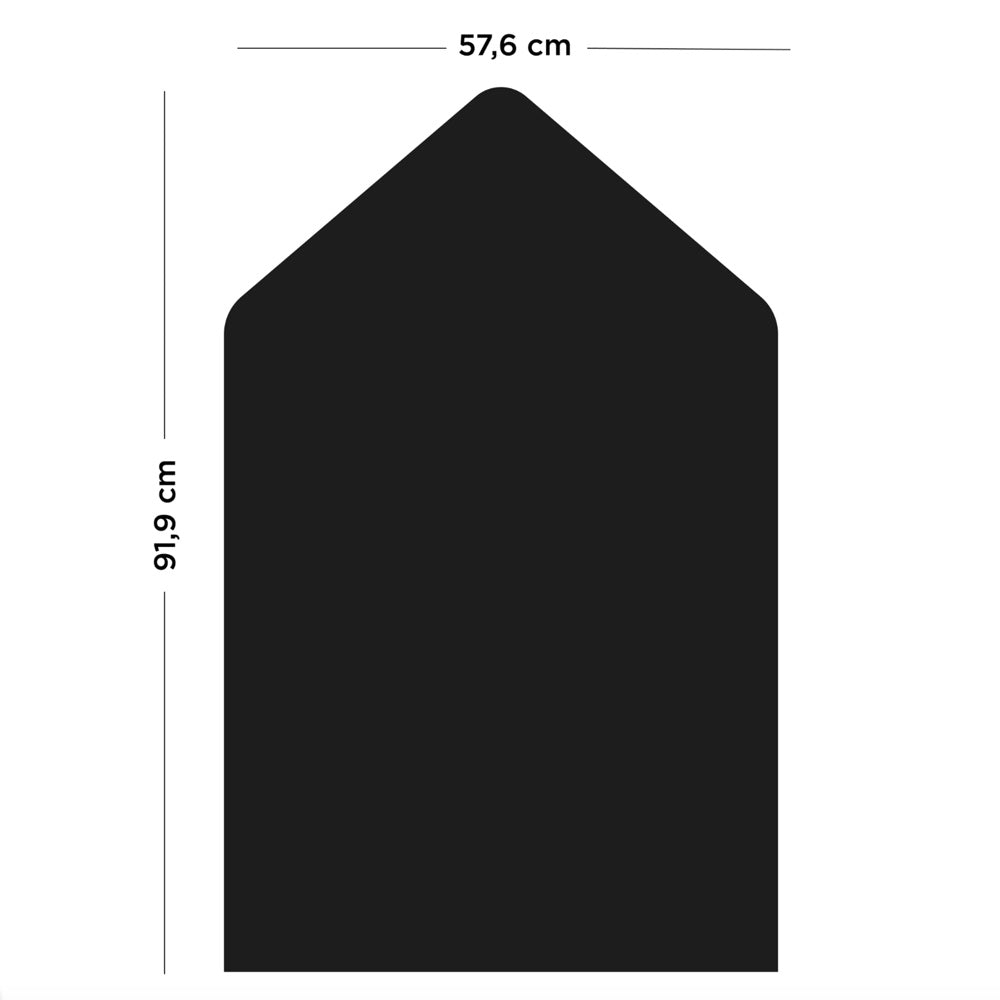 Die Magnettafel Haus ist 91,9 cm hoch und 57,6 cm breit.