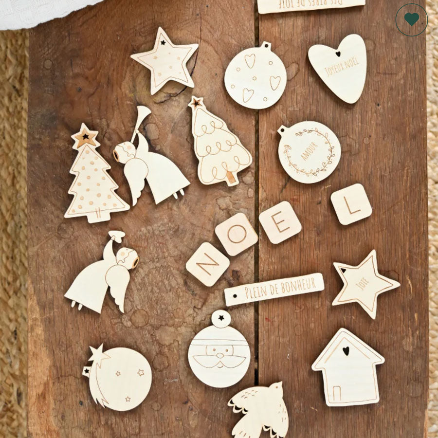 Holzmagnete mit weihnachtlichen Motiven 