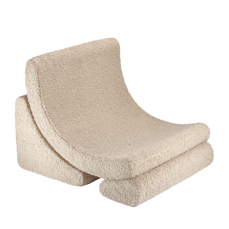 Moon Chair Sessel in der Farbe Beige besteht aus drei Teilen. 