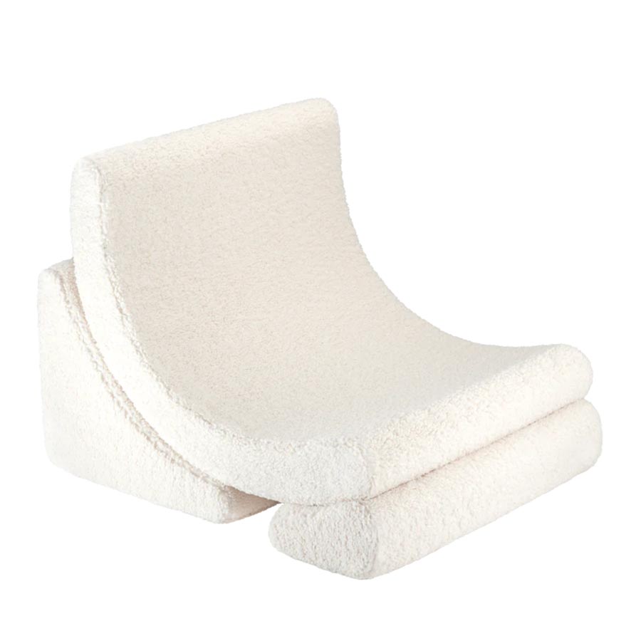 Moon Chair Sessel in der Farbe Creme besteht aus drei Teilen. 