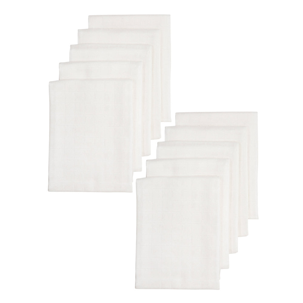 Musselin Mullwindeln 10er-Pack - Uni-Weiß - 70x70