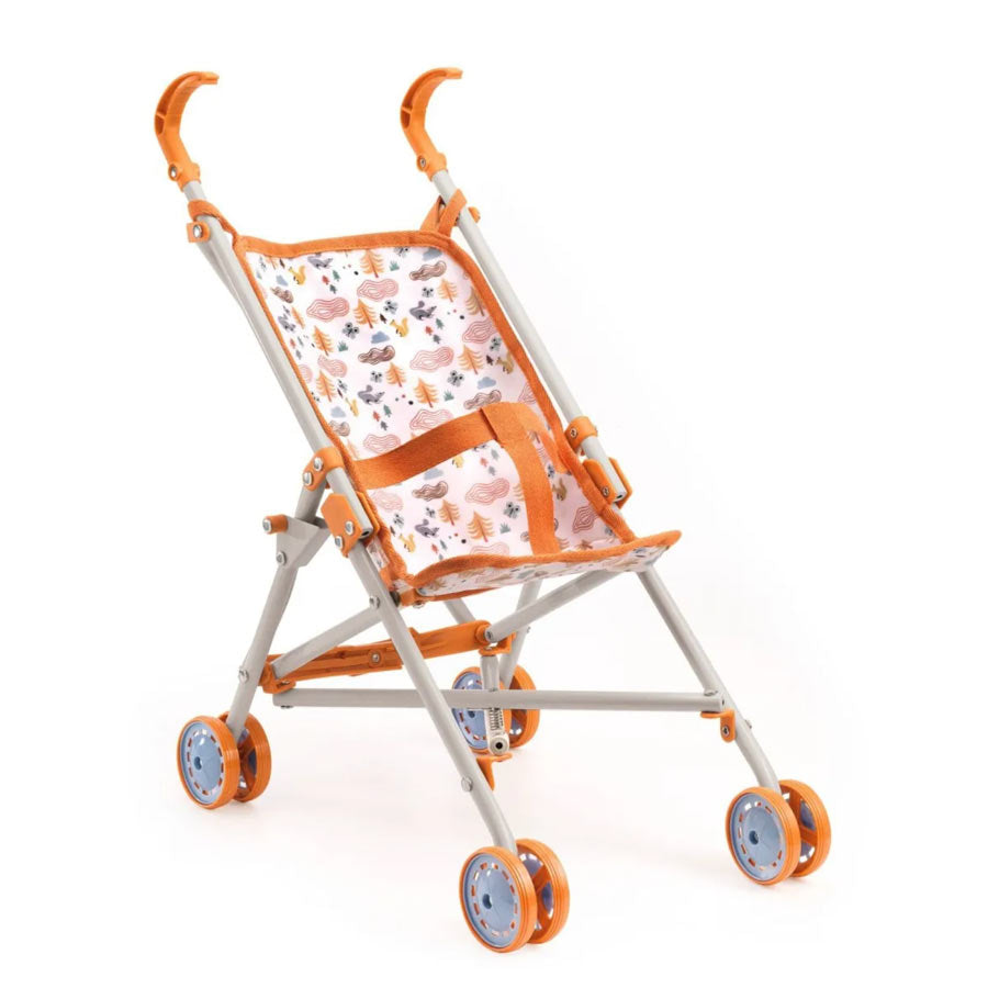Der Puppenbuggy von Djeco ist perfekt für Kinder zum Fahren der Puppen und Stofftiere