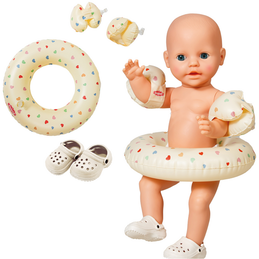 Puppen-Schwimmset „Herz Konfetti“ – Badespaß für 35–45 cm Puppen