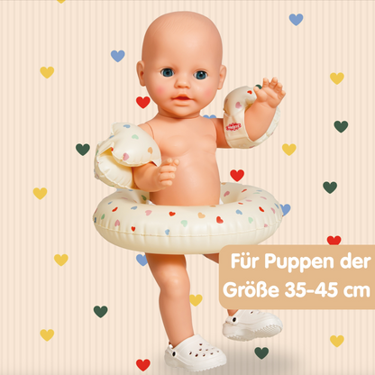 Puppen-Schwimmset „Herz Konfetti“ – Badespaß für 35–45 cm Puppen