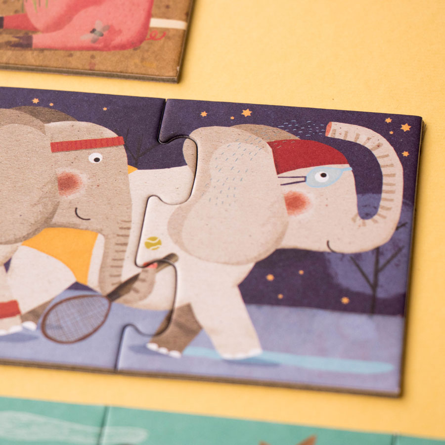 Die Puzzleteile sind aus hochwertiger Pappe für langen Spielspaß. 