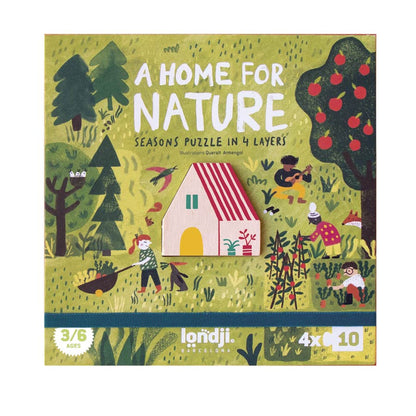 Das Puzzle A Home for Nature von der Marke Lindji enthält 4x 10 Teile und kommt in einer hübschen Verpackung. 