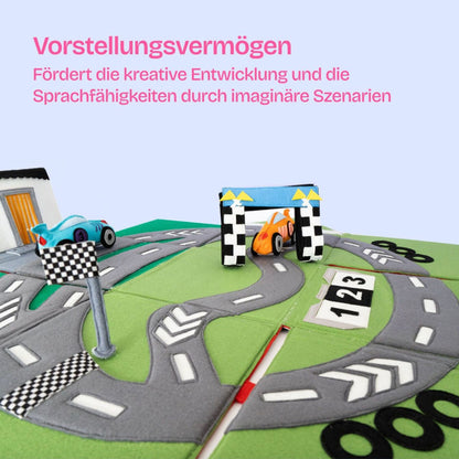 Es gibt viele Details, wie die Boxen, ein Zieleinlauf und eine Zielfahne. 