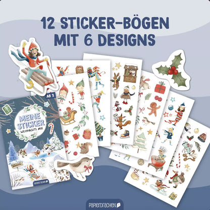 12 Sticker-Böge mit 6 Designs zur Weihnachtszeit