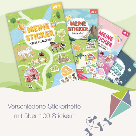 Stickerblock Pferde, Einhorn und Bunter Mix