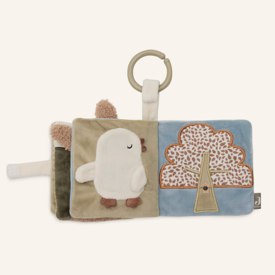 Ein Kücken und ein Herbstbaum sind auch im Stoffbuch zu entdecken für Babys