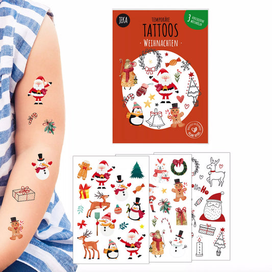 Kindertattoos zum Thema Weihnachten mit verschiedenen Motiven